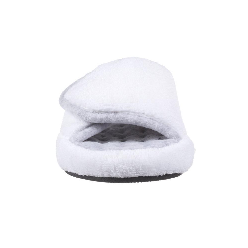 Signature Women's Microterry Spa Slide Slippers in White Toe View