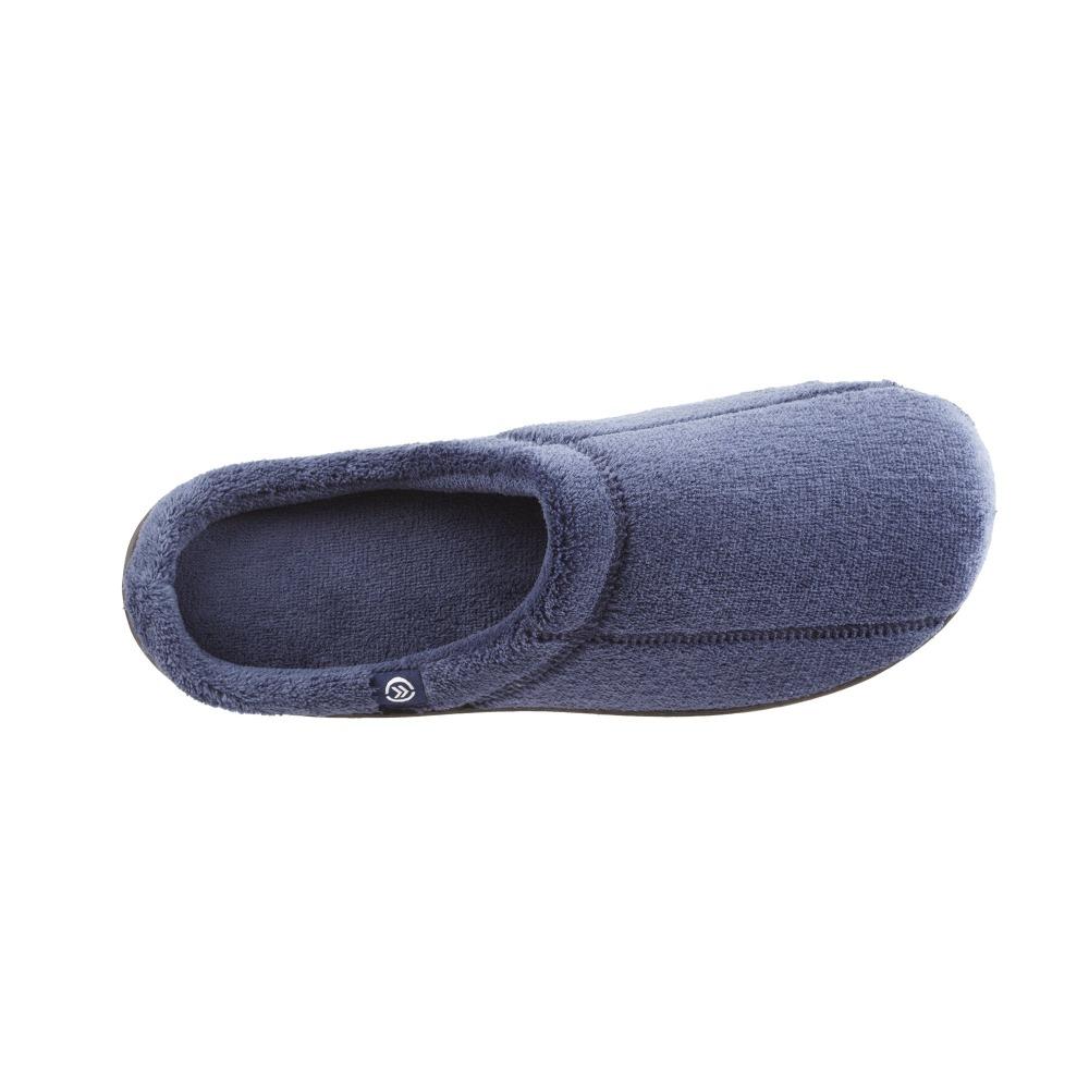 Signature Men's Microterry Hoodback Slippers in Navy Top View