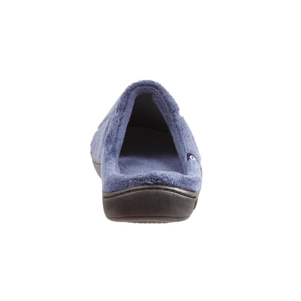 Signature Men's Microterry Hoodback Slippers  in Navy Blue Heel View