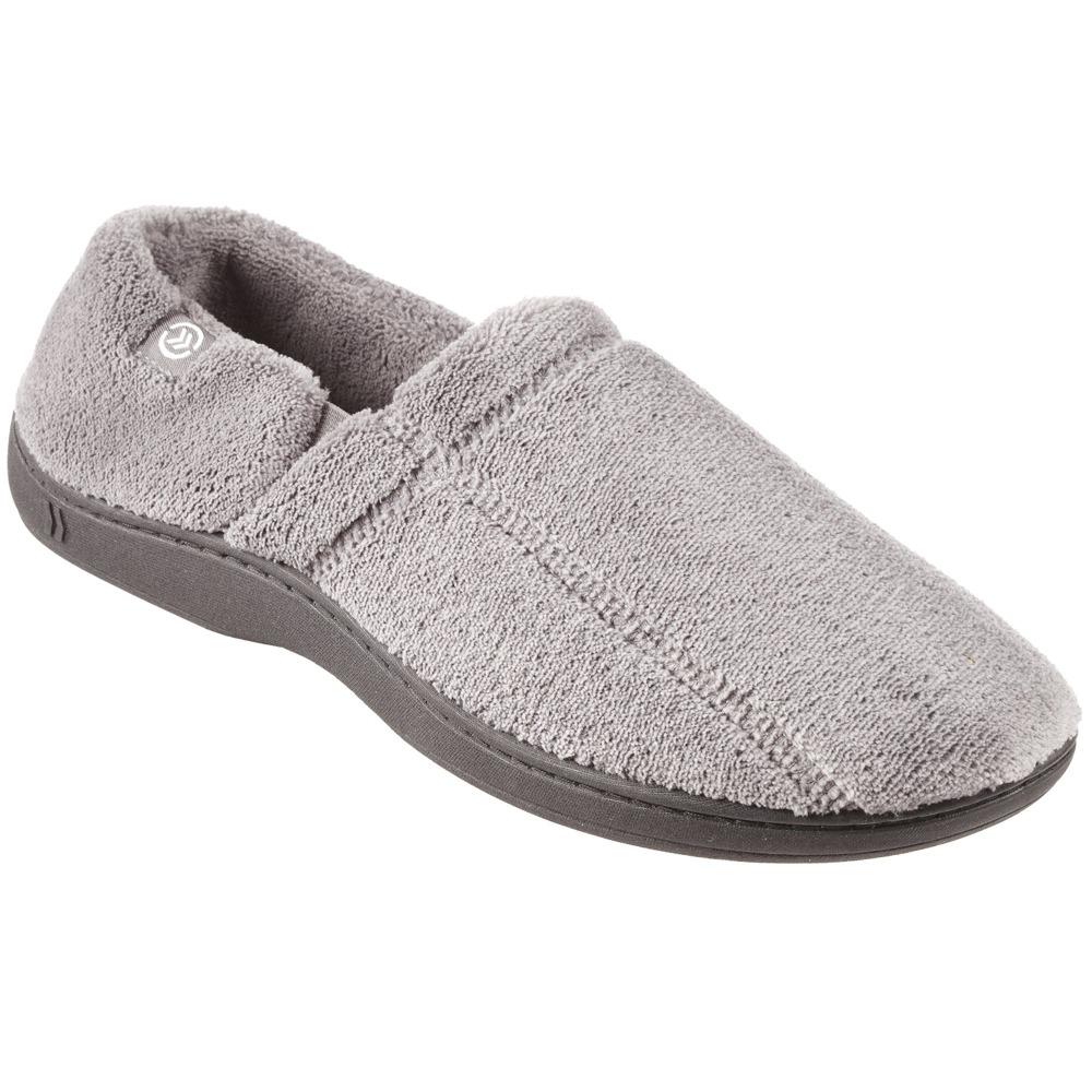 Signature Men's Microterry Slip On Slippers Charcoal Right Angled View