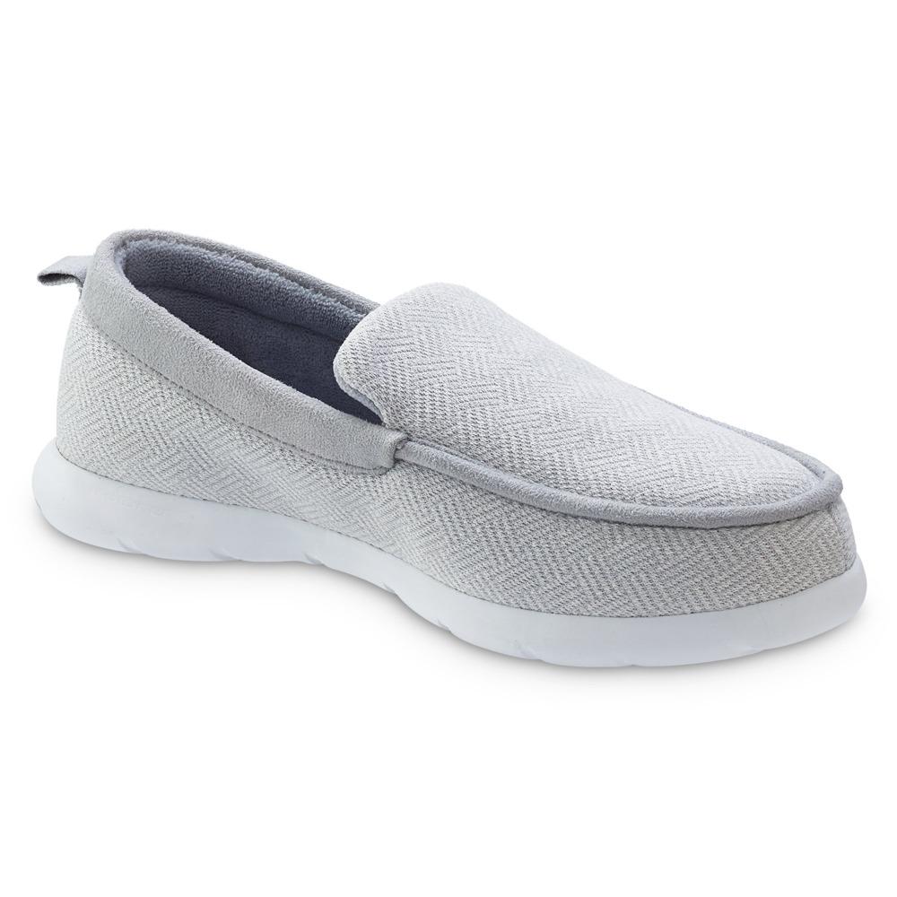 Zenz Men's Hatch Knit Boater Moccasin in Light Grey Right Angled View
