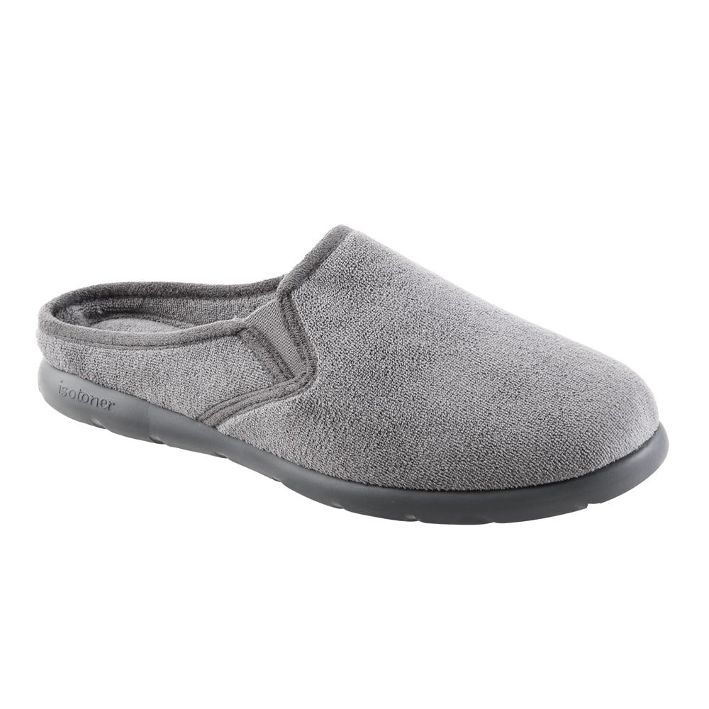 Isotoner with Everywear™ Men’s Microterry Hoodback in Ash Right Angled View