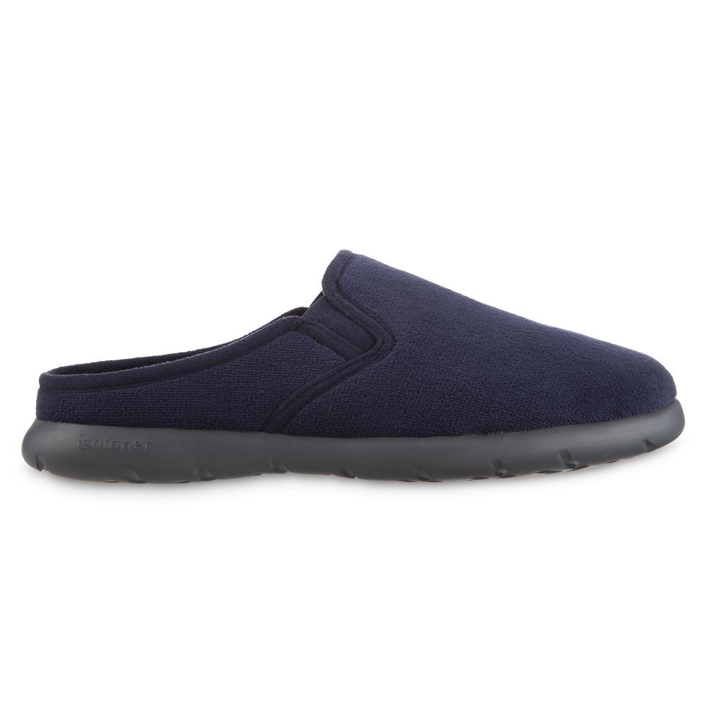 Isotoner with Everywear™ Men’s Microterry Hoodback in Navy Blue Right Angled View