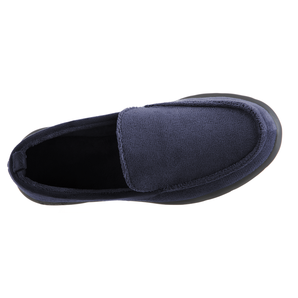 Isotoner with Everywear™ Men’s Microterry Moccasin in Navy Blue Inside Top View