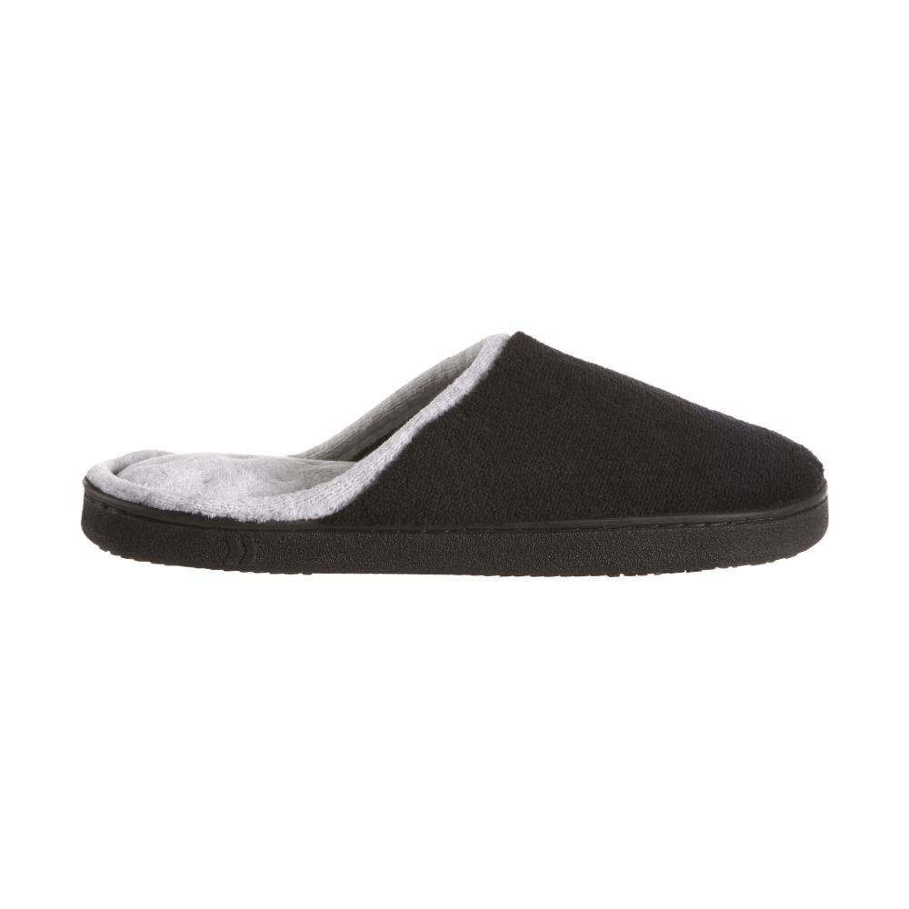 Women's Microterry Wider Width Clog Slippers in Black with Grey Lining Profile