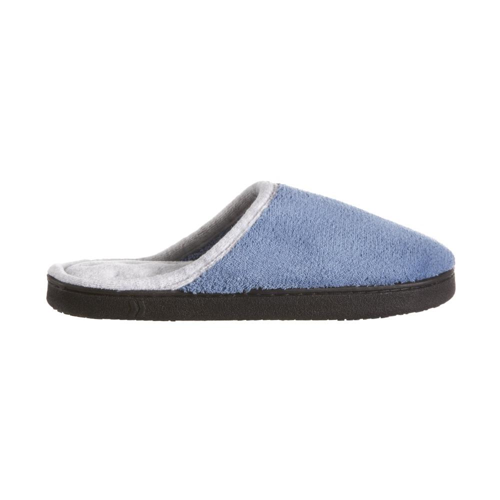 Women's Microterry Wider Width Clog Slippers in Denim with Grey Lining Profile