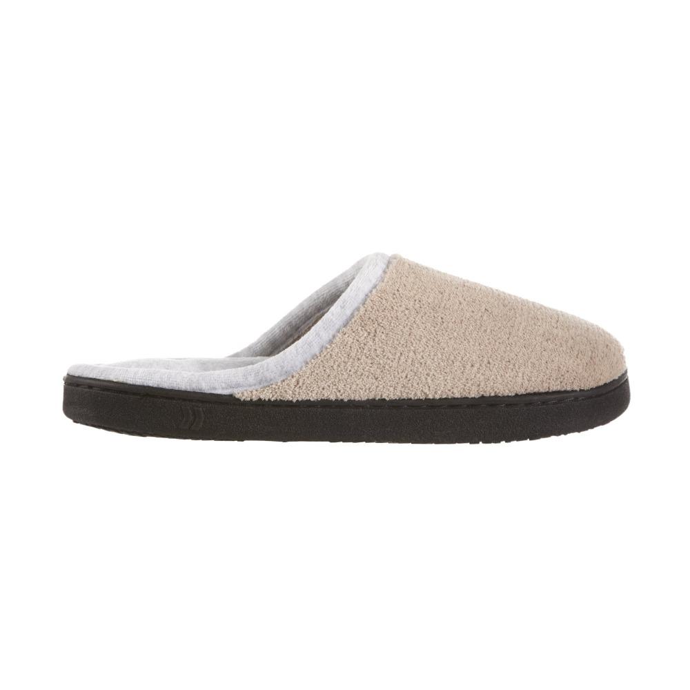 Women's Microterry Wider Width Clog Slippers in Taupe with Grey Lining Profile