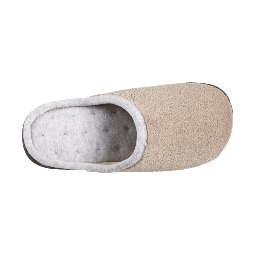 Women's Microterry Wider Width Clog Slippers in Taupe with Grey Lining Inside Top View