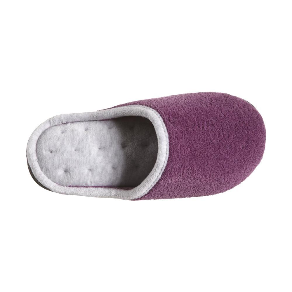 Women's Microterry Wider Width Clog Slippers in Violet with Grey Lining Inside Top View