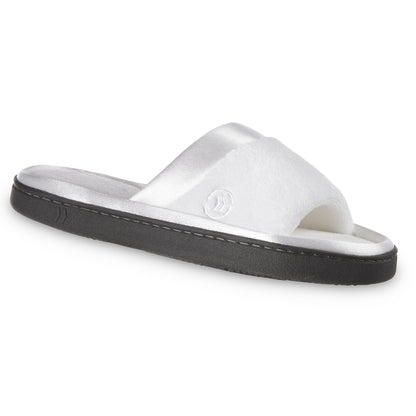Women’s Microterry Satin Trim Wider Width Slide Slippers