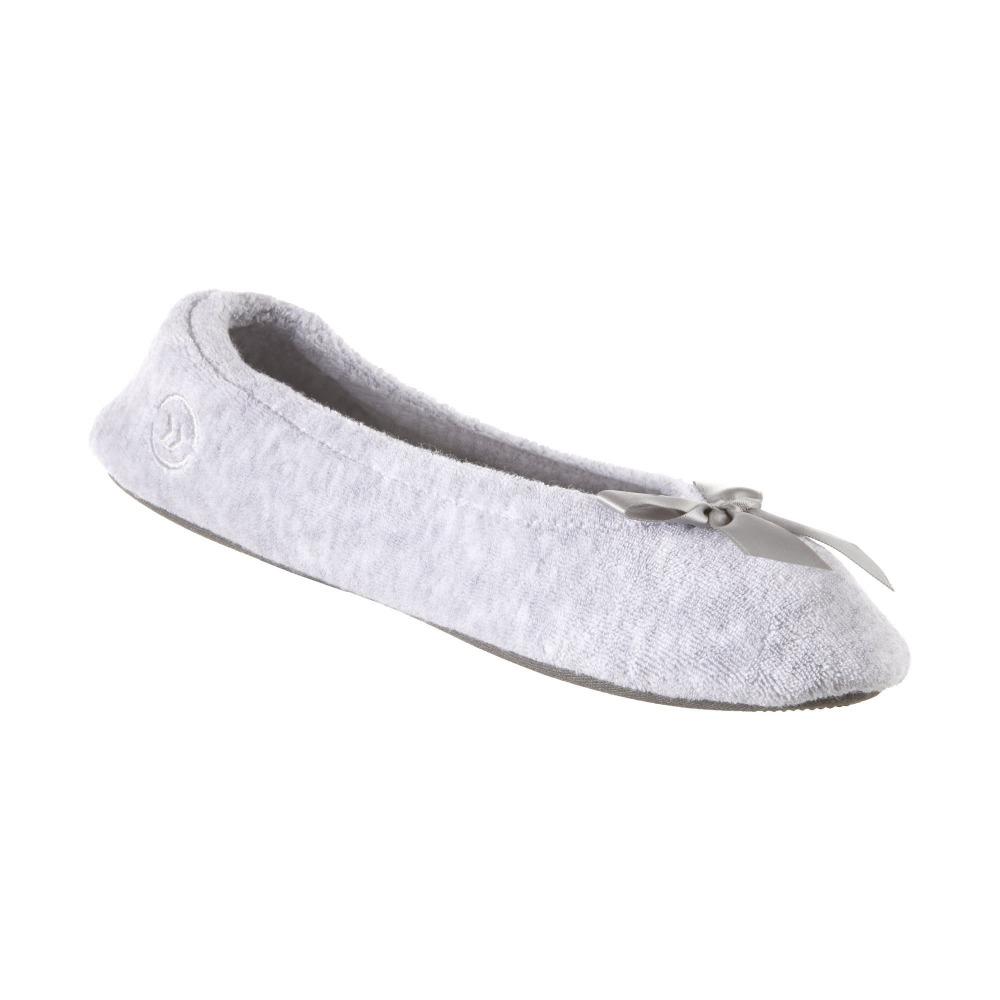 Women's Classic Terry Ballerina Slippers Heather Grey Left Angled View