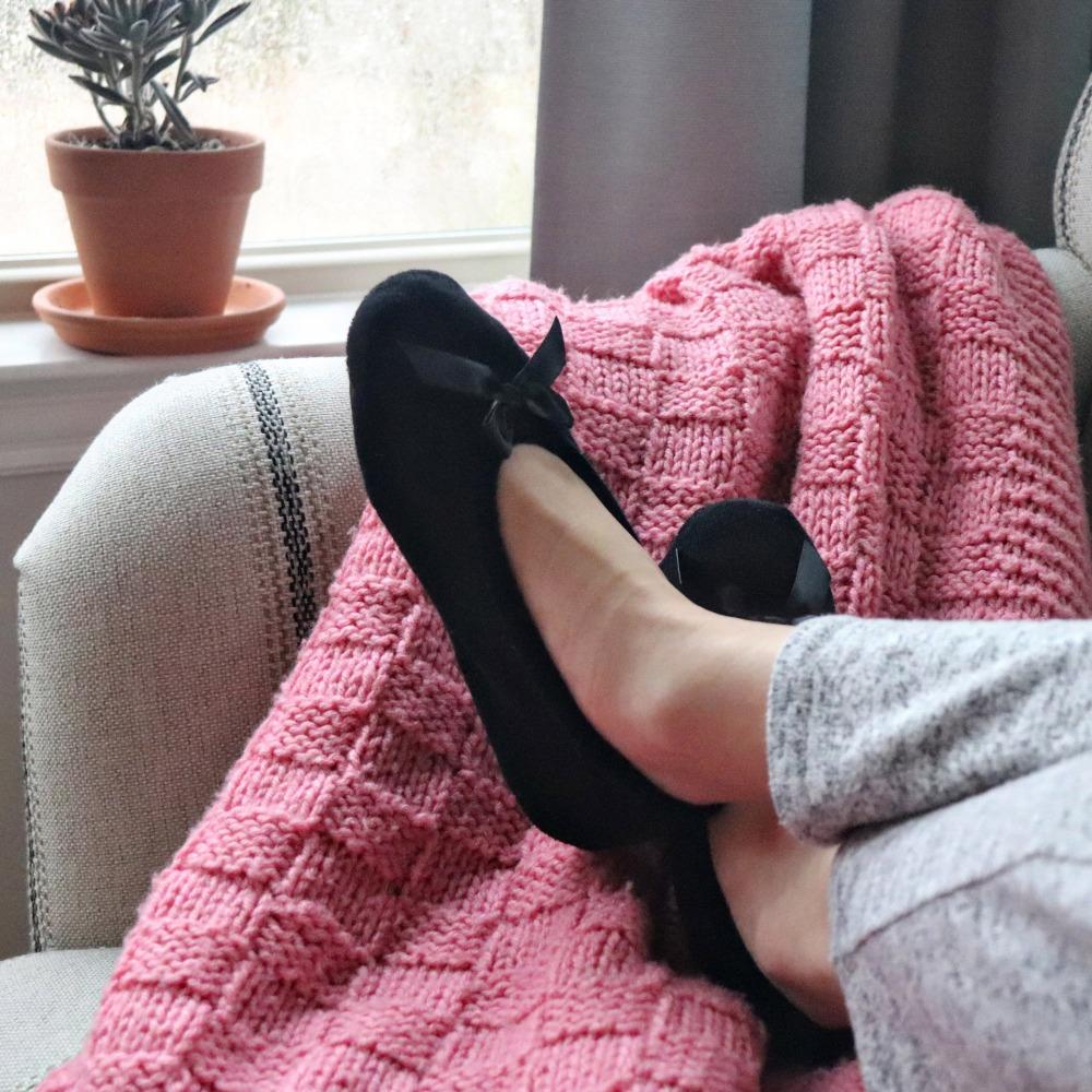 Women's Classic Terry Ballerina Slippers on model with feet up