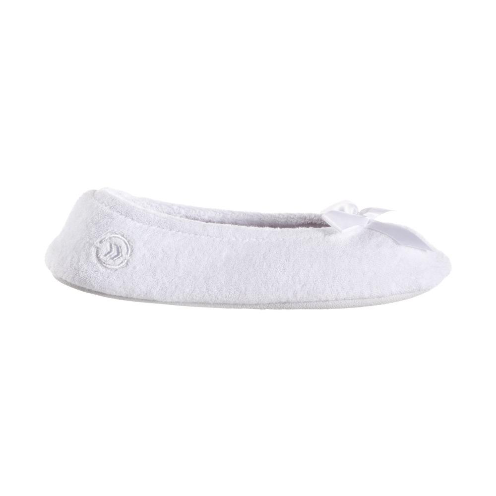 Women's Classic Terry Ballerina Slippers White Stripe Profile View