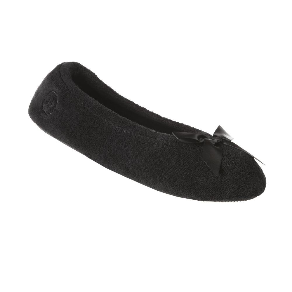 Women's Classic Terry Ballerina Slippers Black Left Angled View