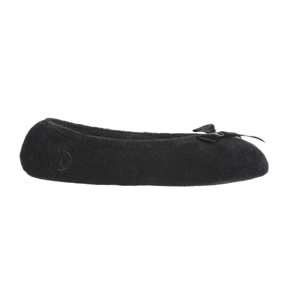 Women's Classic Terry Ballerina Slippers Black Profile View