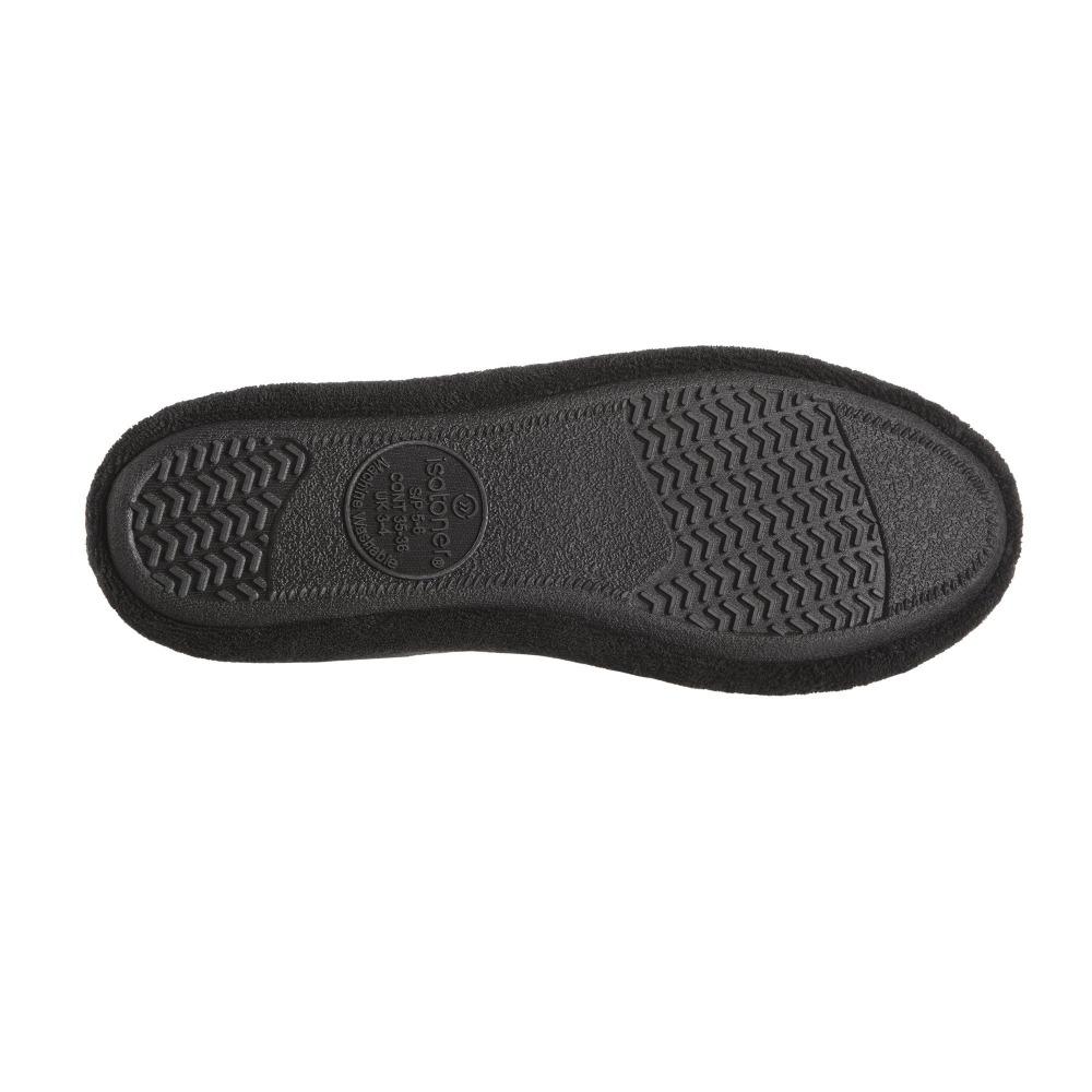 Women's Classic Terry Ballerina Slippers Black Sole View
