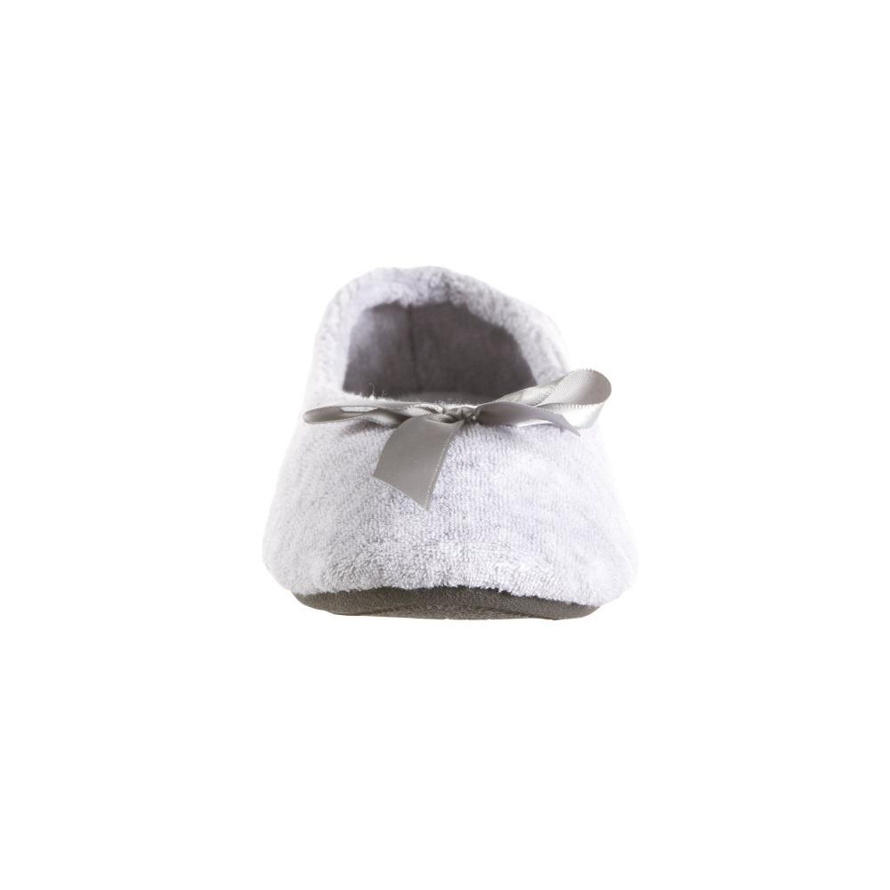 Women's Classic Terry Ballerina Slippers Heather Grey Toe View