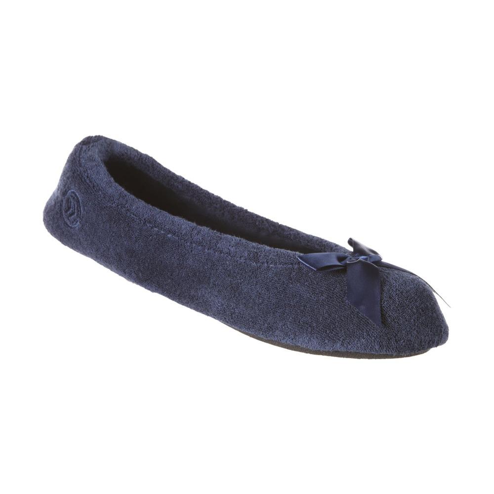 Women's Classic Terry Ballerina Slippers Navy Left Angled View