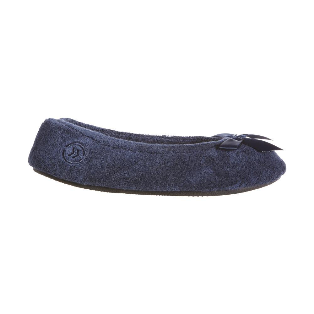 Women's Classic Terry Ballerina Slippers Navy Blue Profile View