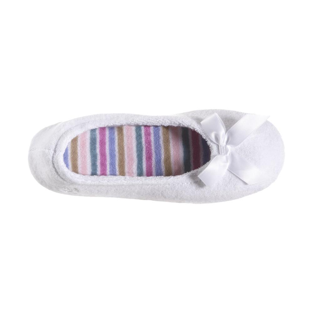 Women's Classic Terry Ballerina Slippers White Stripe Top View
