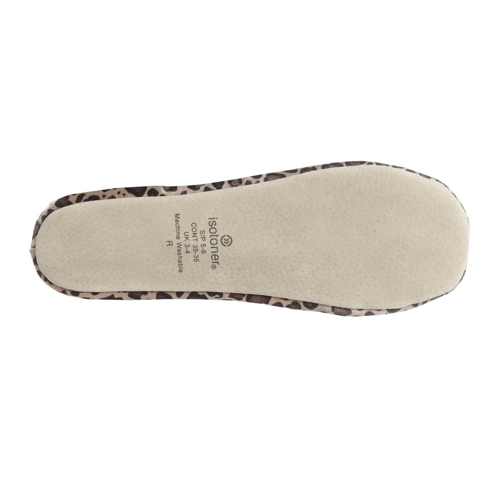 Women's Satin Ballerina Slippers with Satin Bow in Cheetah Bottom Sole#color_cheetah