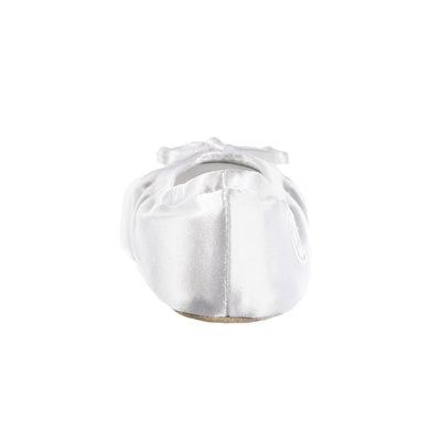 Women's Satin Ballerina Slippers with Satin Bow in White Back Heel#color_white