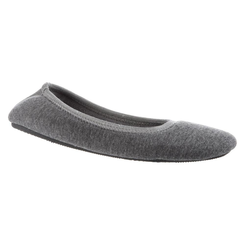Women's Heathered Jersey Jillian Ballerina Slippers Grey Right angled view