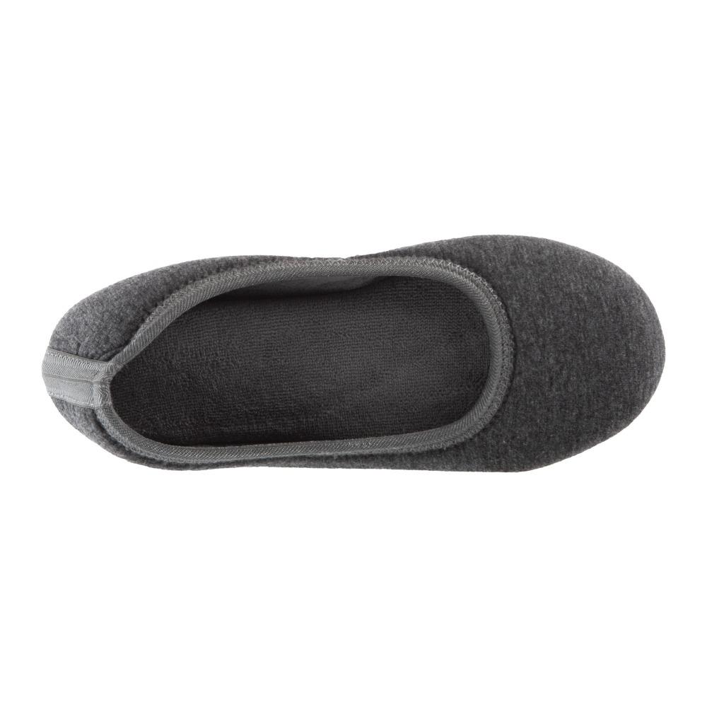 Women's Heathered Jersey Jillian Ballerina Slippers Grey Inside Top View