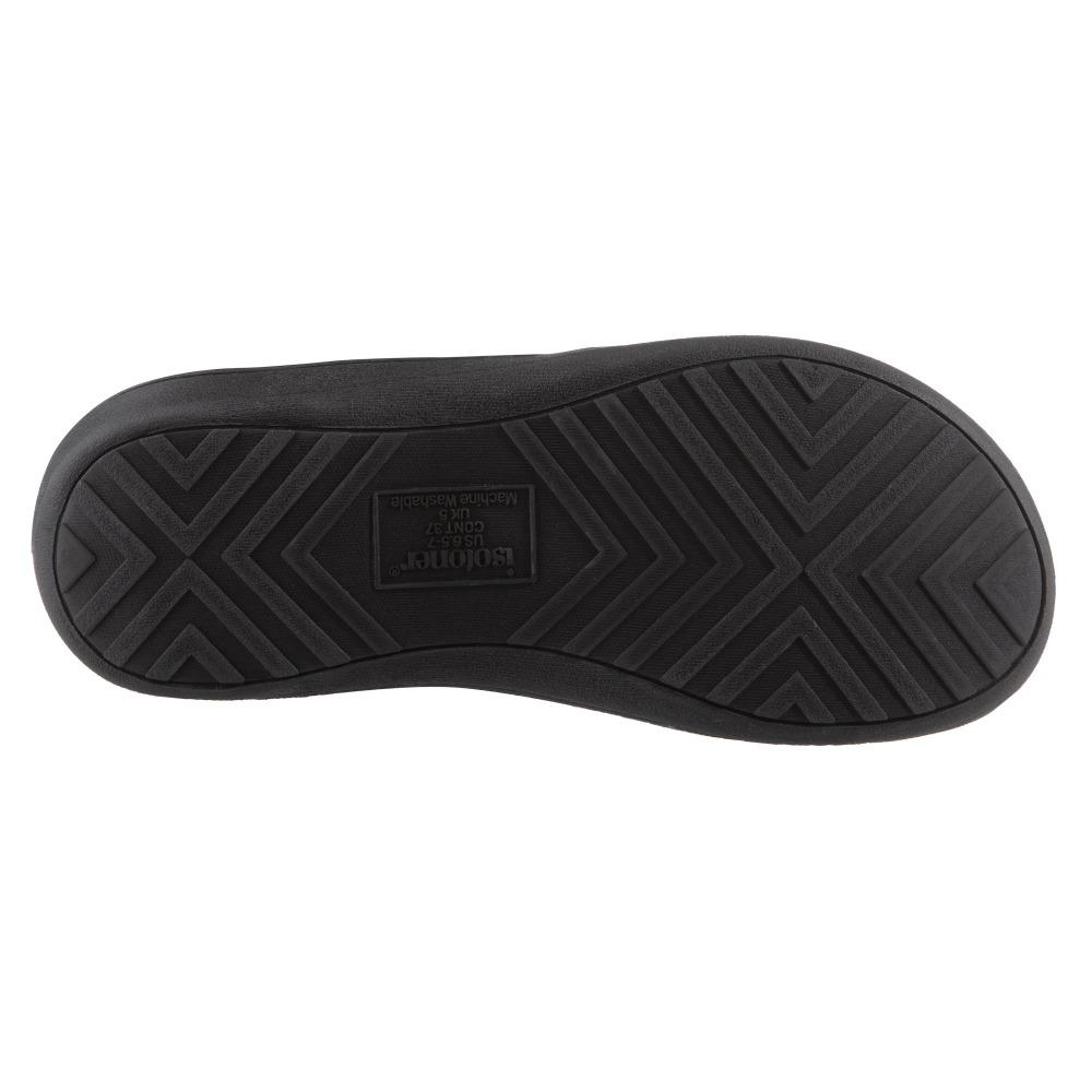 Women's Microterry Jenna Hoodback Slippers in Black Bottom Sole Tread