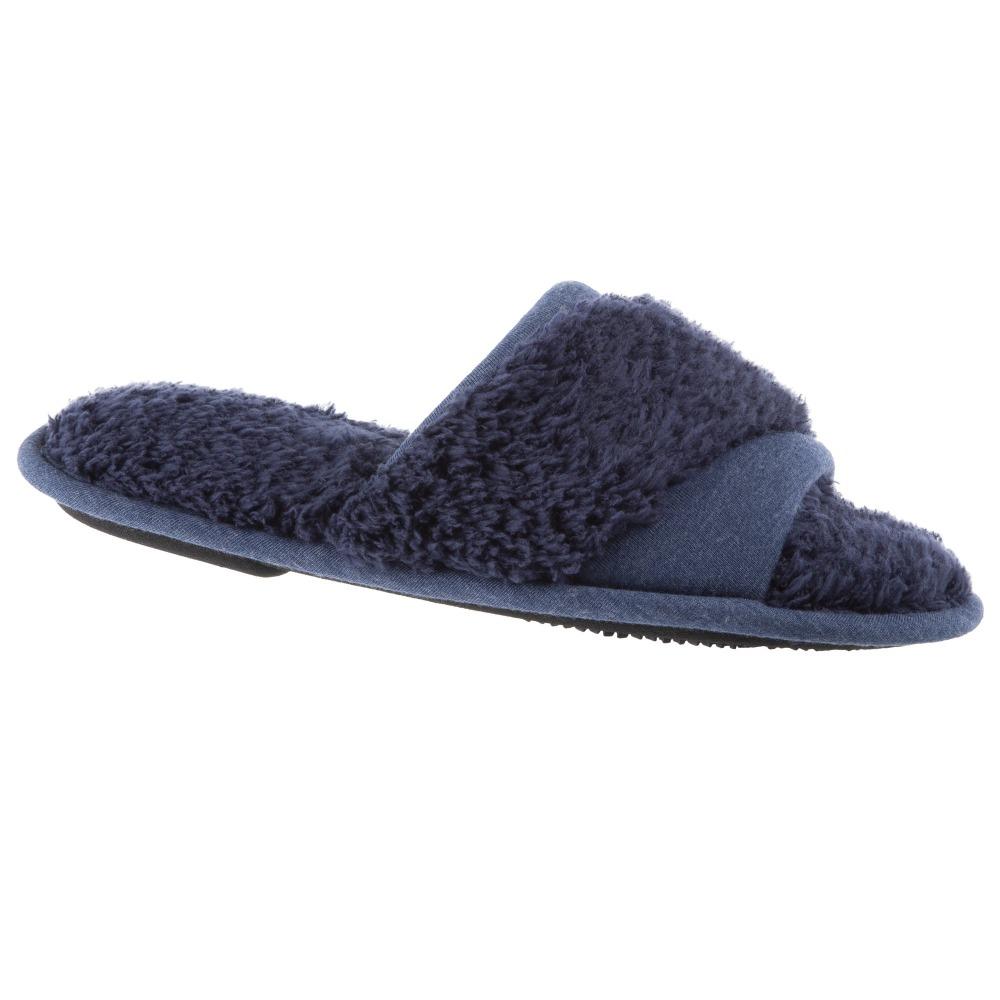 Women's Linley Jersey and Chenille Slide Slippers in Navy Blue Right Angled View