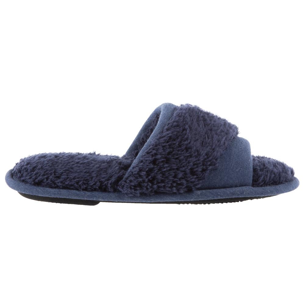 Women's Linley Jersey and Chenille Slide Slippers in Navy Blue Profile