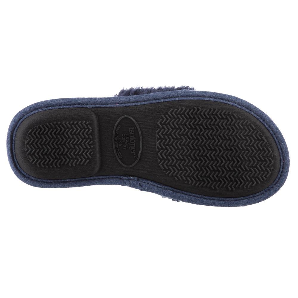 Women's Linley Jersey and Chenille Slide Slippers in Navy Blue Bottom Sole Tread