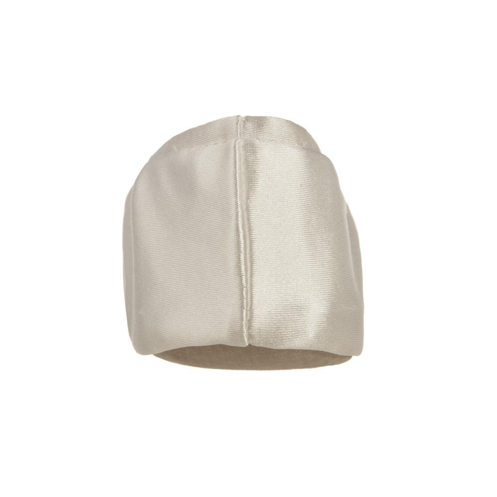 Women's Embroidered Pearl Satin Ballerina Slippers in Ivory Back Heel