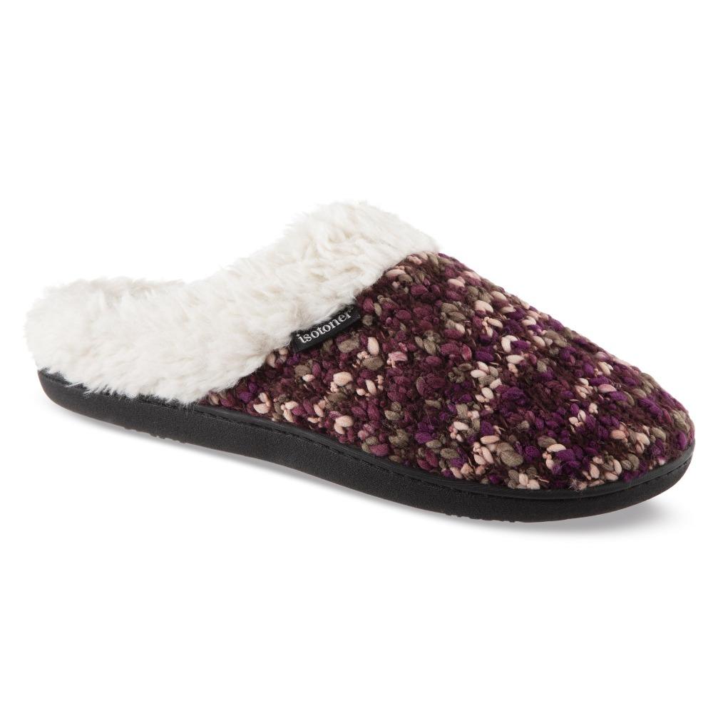 Women's Sweater Knit Amanda Hoodback Slippers in Henna (Maroon) Right Angled View