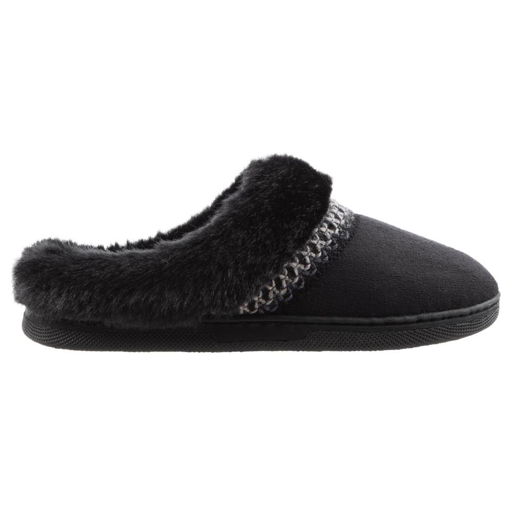 Girl's Wendi Hoodback Slippers in Black Side Profile View 
