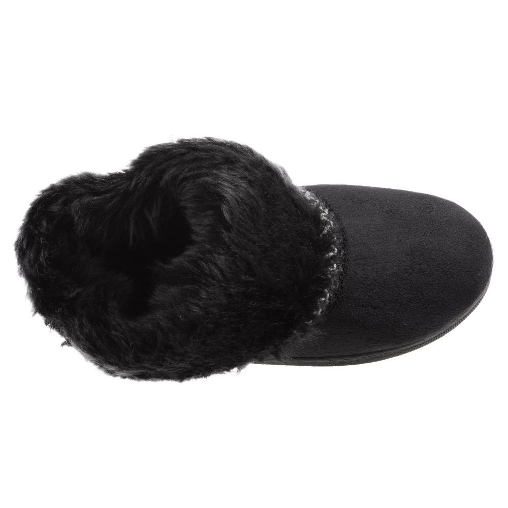 Girl's Wendi Boot Slippers in Black Top View