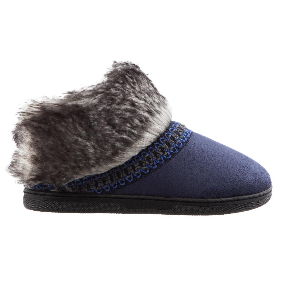 Girl's Wendi Boot Slippers in Navy Side Profile