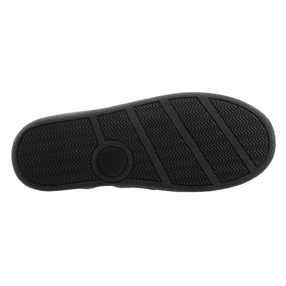 Boy's Chandler Moccasin Slippers in Black Bottom Tread