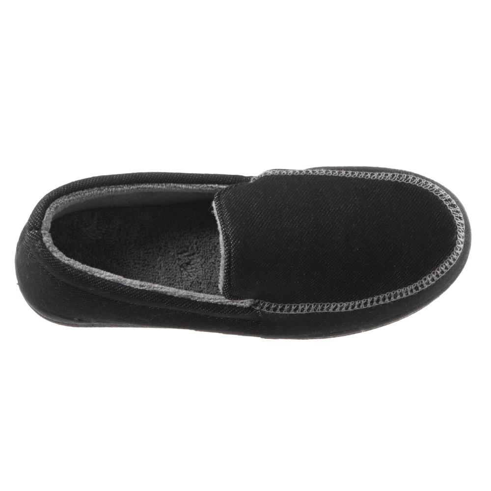 Boy's Chandler Moccasin Slippers in Black Inside Top View
