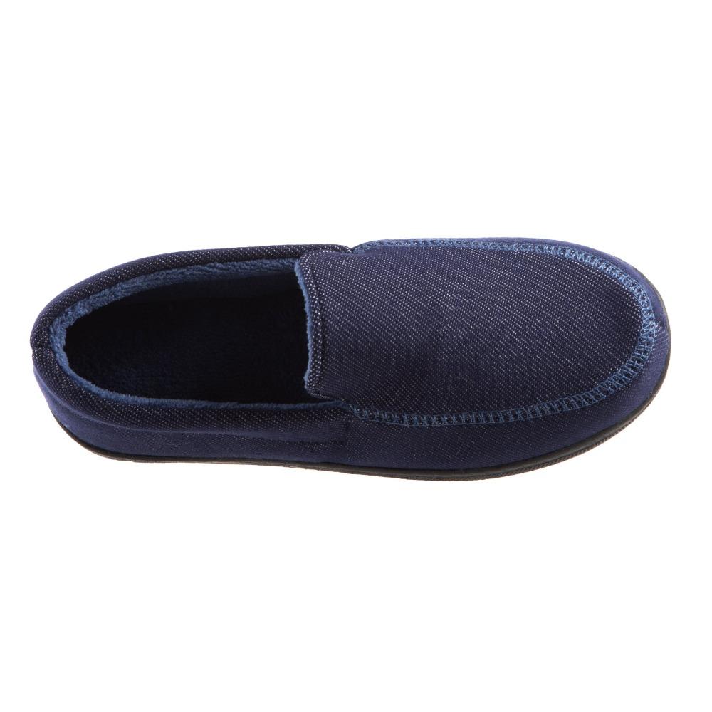 Boy's Chandler Moccasin Slippers in Navy Blue Inside Top View