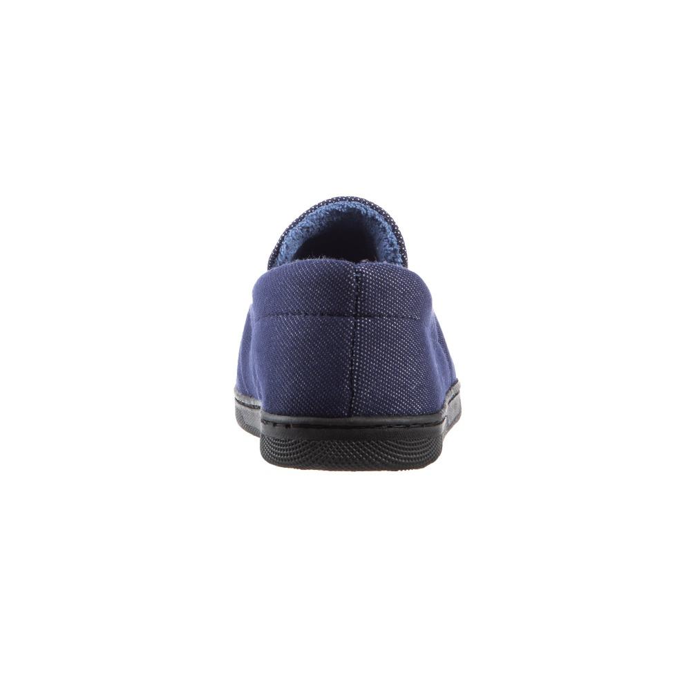 Boy's Chandler Moccasin Slippers in Navy Blue Back Heel